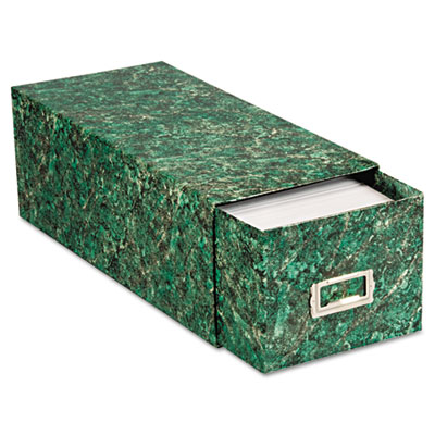 Card File with Pull Drawer Holds 1,500 4 x 6 Cards, Green Marble Paper Board Oxford® 39742 ESS39742