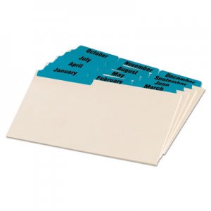 Oxford Laminated Tab Index Card Guides, Monthly, 1/3 Tab, Manila, 4 x 6, 12/Set OXF04613 04613