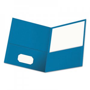 Genpak Two-Pocket Portfolio, Embossed Leather Grain Paper, Light Blue, 25/Box UNV56601 UNV56601EE