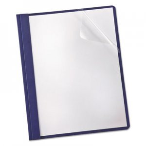 Oxford Linen Finish Clear Front Report Cover, 3 Fasteners, Letter, Navy, 25/Box OXF53343 53343EE