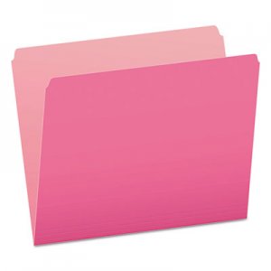 Pendaflex Two-Tone File Folders, Straight Cut, Top Tab, Letter, Pink/Light Pink, 100/Box 152-PIN PFX152PIN