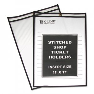 C-Line Shop Ticket Holders, Stitched, Both Sides Clear, 75", 11 x 17, 25/Box CLI46117 46117