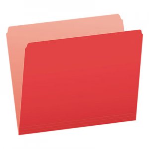 Pendaflex Two-Tone File Folder, Straight Cut, Top Tab, Letter, Red/Light Red, 100/Box 152-RED PFX152RED