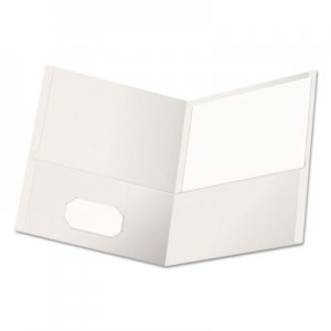 Genpak Two-Pocket Portfolio, Embossed Leather Grain Paper, White, 25/Box UNV56604