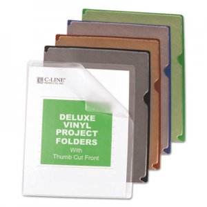 C-Line Deluxe Project Jacket Folders, Letter, Vinyl, Black/Blue/Clear/Green/Red, 35/Box CLI62150 62150