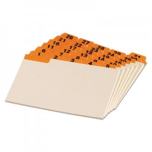 Oxford Laminated Tab Index Card Guides, Daily, 1/5 Tab, Manila, 4 x 6, 31/Set OXF04634 04634