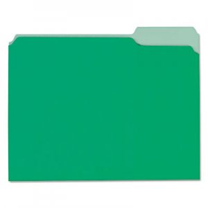 Universal Recycled Interior File Folders, 1/3 Cut Top Tab, Letter, Green, 100/Box 12302 UNV12302