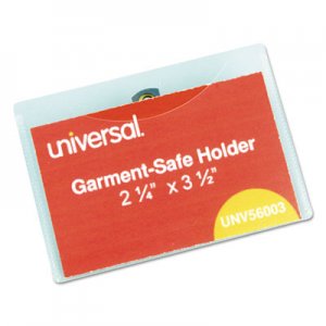 Genpak Clear Badge Holders w/Garment-Safe Clips, 2 1/4 x 3 1/2, White Inserts, 50/Box UNV56003