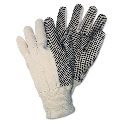 Memphis Dotted Canvas Gloves, White, 12 Pairs 8808 CRW8808