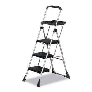 COSCO Max Work Steel Platform Ladder, 22w x 31d x 55h, 3-Step, Black CSC11880PBLW1 11880PBLW1