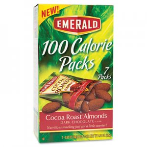 Emerald 100 Calorie Pack Dark Chocolate Cocoa Roast Almonds, .63oz Packs, 7/Box DFD84325 84325