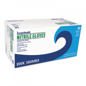 Boardwalk Disposable General-Purpose Nitrile Gloves, Medium, Blue, 100/Box BWK380MBX