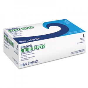 Boardwalk Disposable General-Purpose Nitrile Gloves, Large, Blue, 100/Box BWK380LBX