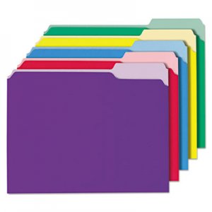 Universal Recycled Interior File Folders, 1/3 Cut Top Tab, Letter, Assorted, 100/Box 12306 UNV12306