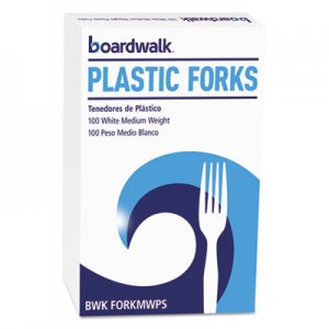 Boardwalk Mediumweight Polystyrene Cutlery, Fork, White, 100/Box BWKFORKMWPSBX BWK FORKMWPS