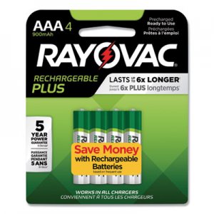 Rayovac Recharge Plus NiMH Batteries, AAA, 4/Pack RAYPL7244GEND PL724-4 GENE