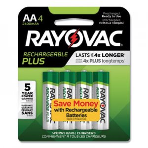 Rayovac Recharge Plus NiMH Batteries, AA, 4/Pack RAYPL7154GEND PL715-4 GENE