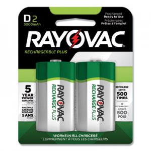Rayovac Recharge Plus NiMH Batteries, D, 2/Pack RAYPL7132GEND PL713-2 GENE