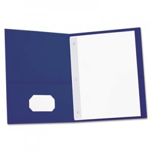 Genpak Two-Pocket Portfolios w/Tang Fasteners, 11 x 8-1/2, Dark Blue, 25/Box UNV57116