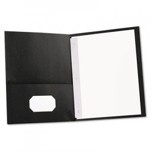 Genpak Two-Pocket Portfolios w/Tang Fasteners, 11 x 8-1/2, Black, 25/Box UNV57114