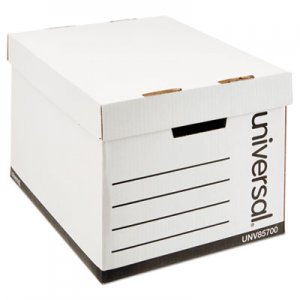 Genpak Extra-Strength Storage Box w/Lid, Letter/Legal, 12 x 15 x 10, White, 12/Carton UNV85700
