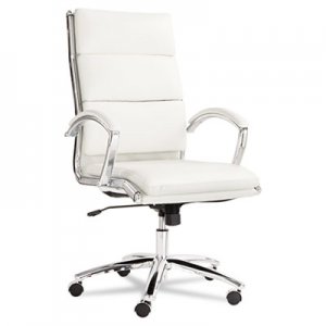 Alera Neratoli Series High-Back Swivel/Tilt Chair, White Faux Leather, Chrome ALENR4106
