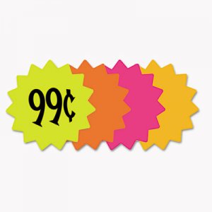 COSCO Die Cut Paper Signs, 4" Round, Assorted Colors, Pack of 60 Each COS090249 090249