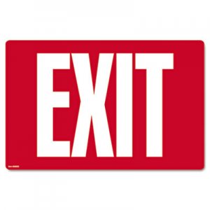 COSCO Glow-in-the-Dark Safety Sign, Exit, 12 x 8, Red COS098052 098052