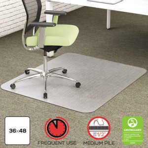 deflecto EnvironMat Recycled Anytime Use Chair Mat for Med Pile Carpet, 36 x 48, Clear DEFCM1K142PET CM1K142PET