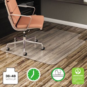 deflecto EconoMat All Day Use Chair Mat for Hard Floors, 36 x 48, Lipped, Clear DEFCM21112 CM21112