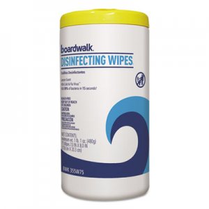 Boardwalk Disinfecting Wipes, 8 x 7, Lemon Scent, 75/Canister, 6 Canisters/Carton BWK355W75 BWK455W75