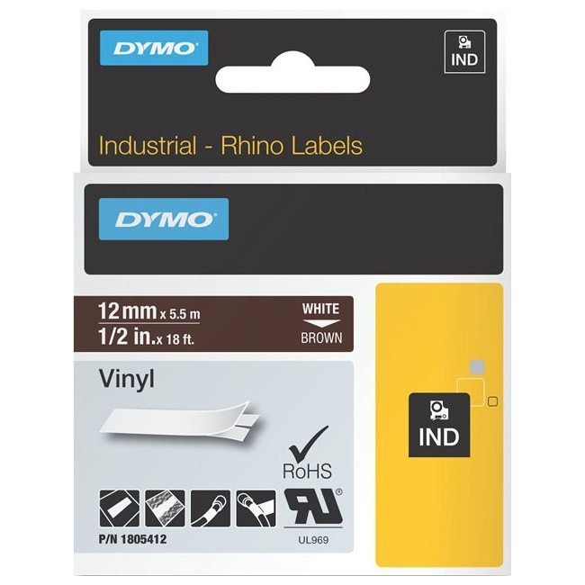 Dymo White on Brown Color Coded Label 1805412