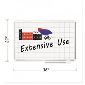 MasterVision Platinum Plus Magnetic Porcelain Dry Erase Board, 1 x 2 Grid, 36 x 24, Silver BVCCR0630830A CR0630830A
