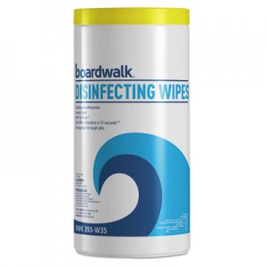 Boardwalk Disinfecting Wipes, 8 x 7, Lemon Scent, 35/Canister, 12 Canisters/Carton BWK355W35 BWK455W35