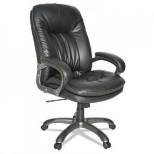OIF Executive Swivel/Tilt Leather High-Back Chair, Fixed Arched Arms, Black OIFGM4119 3715