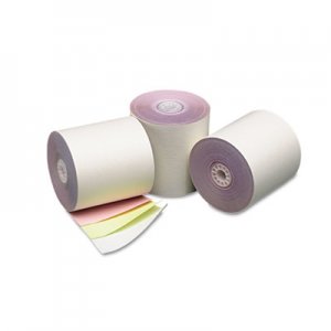 PM Company Three Ply Cash Register/POS Rolls, 3" x 70 ft., White/Canary/Pink, 50/Carton PMC07638