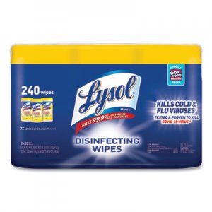 LYSOL Brand Disinfecting Wipes, 7 x 8, Lemon and Lime Blossom, 80/Canister, 3/Pack RAC84251 19200-84251