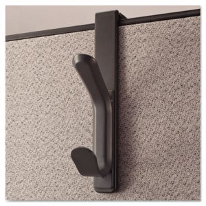 Universal One Recycled Cubicle Double Coat Hook, Plastic, Charcoal UNV08607