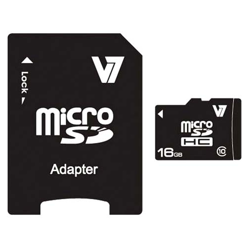 V7 16GB Micro SDHC Class 10 + Adapter VAMSDH16GCL10R-2N