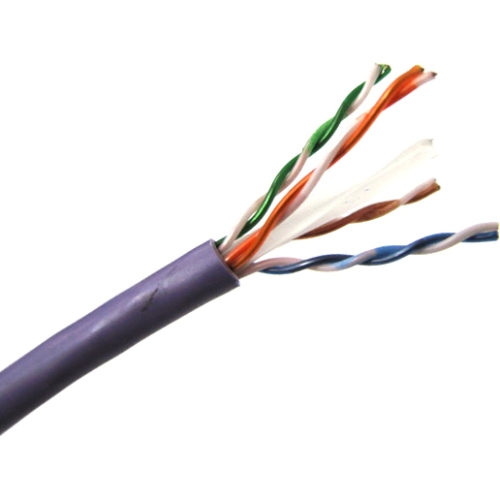 Weltron 1000ft Cat6 UTP 550 MHz Solid PVC CMR Cable - Purple T2404L6-PL