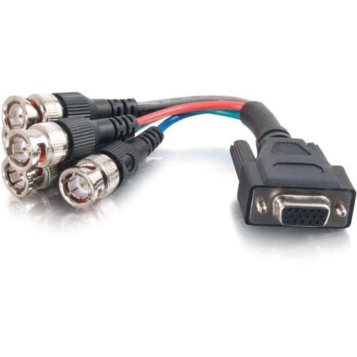 C2G 6in Premium HD15 Female to RGBHV (5-BNC) Male Video Cable 02569