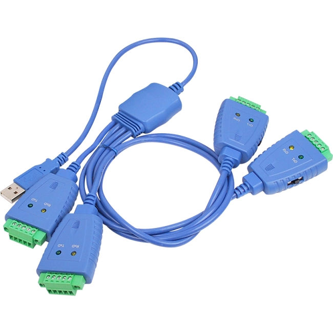 SIIG 4-Port Industrial USB to RS-422/485 Serial Adapter Cable with 3KV Isolation ID-SC0D11-S1