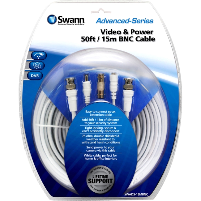 Swann Video & Power 50ft / 15m BNC Cable SWADS-15MBNC