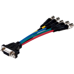 Comprehensive Pro AV/IT Series low-profile VGA HD 15 Jack to 5 BNC Jacks Cable 6 inches VGA15JLP-5BJ