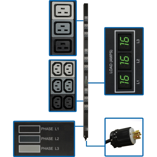 Tripp Lite Metered Rackmount PDU With Pre-Installed Mounting Buttons PDU3XMV6L2220