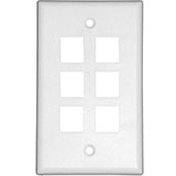 4XEM 6 Outlet RJ45 Wall Plate/ Face Plate White 4XFP06KYWH