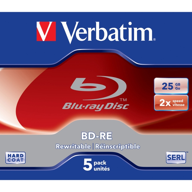 Verbatim BD-RE SL 25GB 1x - 2x 5PK Jewel Case 43615
