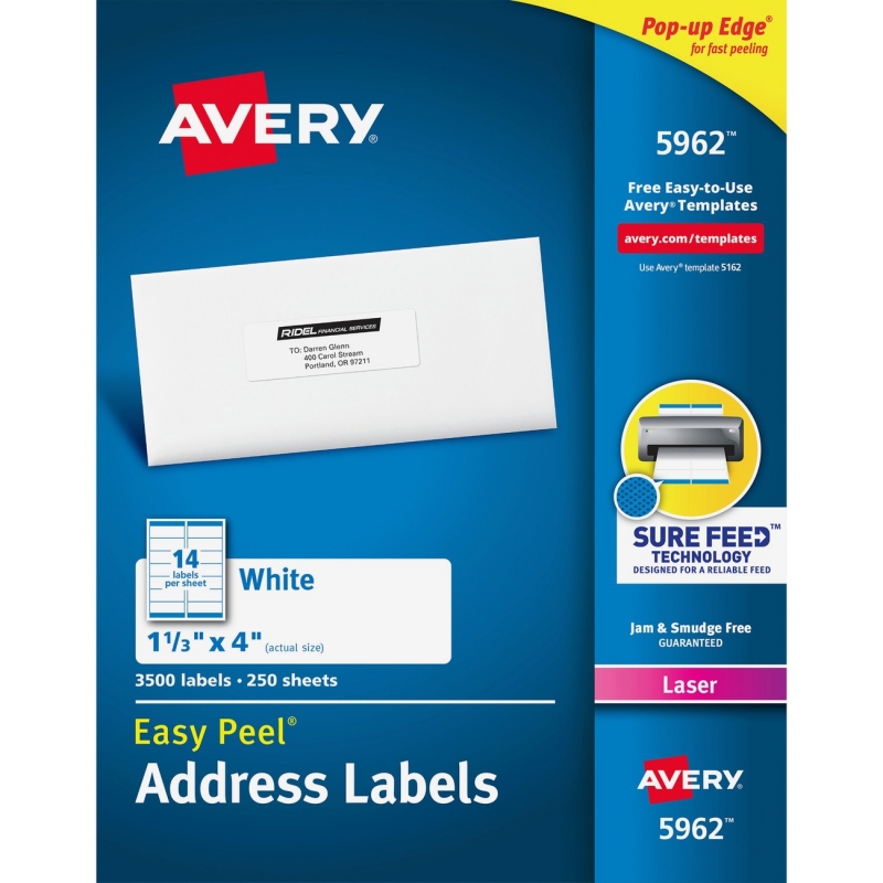 Avery Easy Peel White Mailing Labels 5962