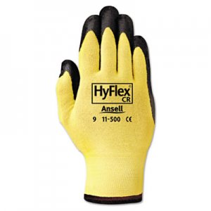 AnsellPro HyFlex Ultra Lightweight Assembly Gloves, Black/Yellow, Size 10, 12 Pairs ANS1150010 11-500-10