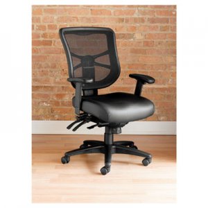 Alera Elusion Series Mesh Mid-Back Multifunction Chair, Black Leather ALEEL4215 EL4215